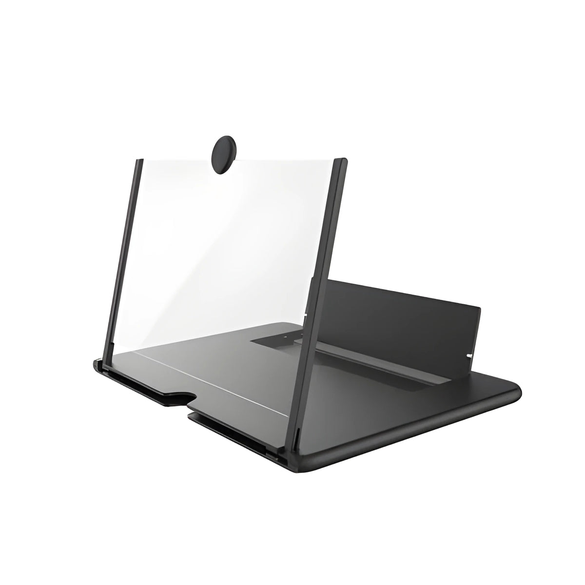 12-inch wood grain screen amplifier folding bracket with log and acrylic construction