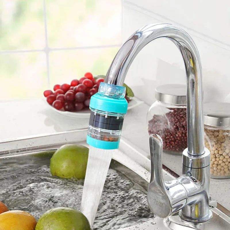 Wheat rice stone magnetized kitchen tap water filter in blue, pink, and white for 16-19mm faucets