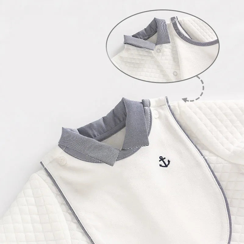 White long sleeve cotton baby gentleman romper for spring and autumn wear