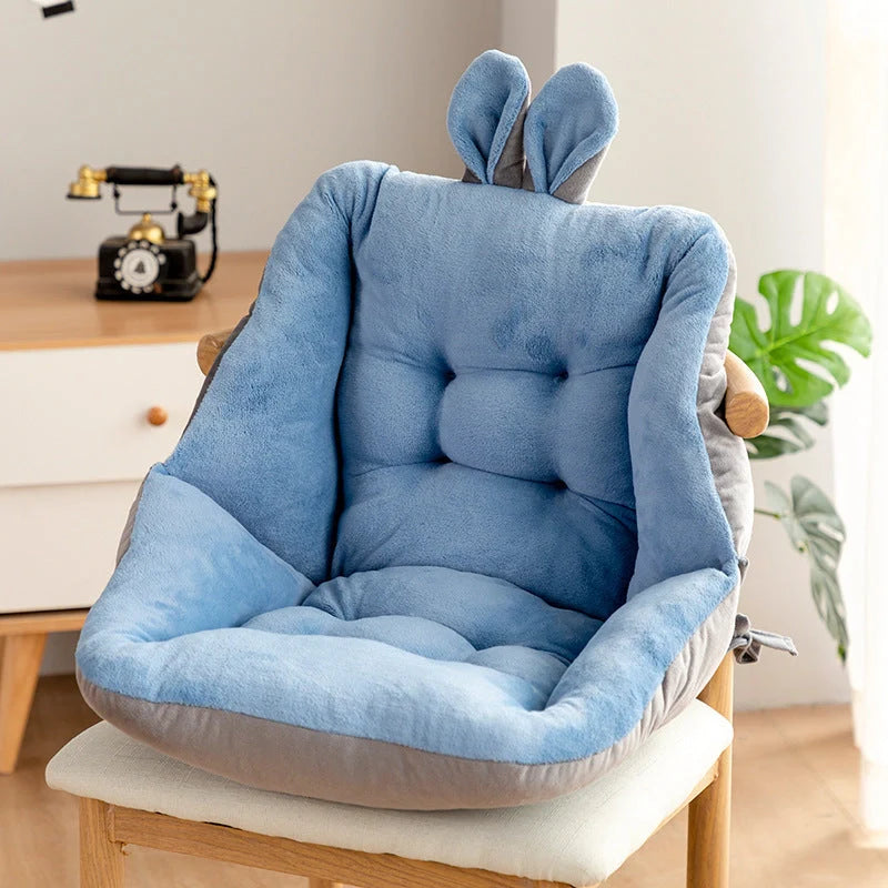 Plush chair cushion with integrated backrest in various colours and sizes