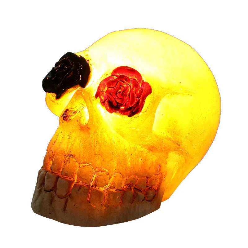 Spooky skull-shaped lamp with a ghostly glow, perfect for Halloween decorations or year-round use as a cosy nightlight