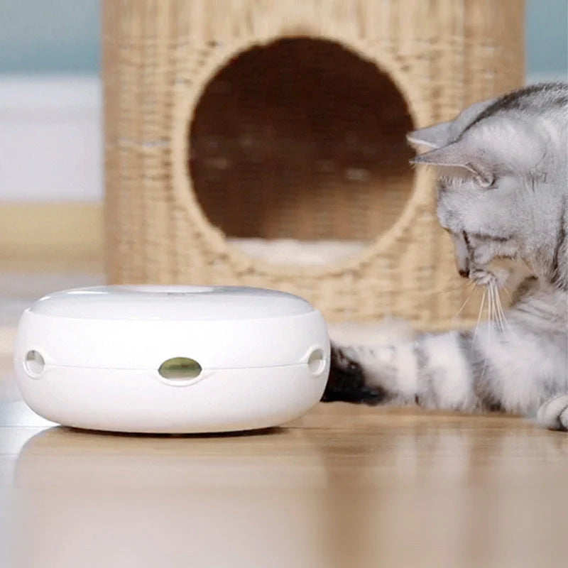 Automatic electric cat toy turntable with donut design and feather accessories
