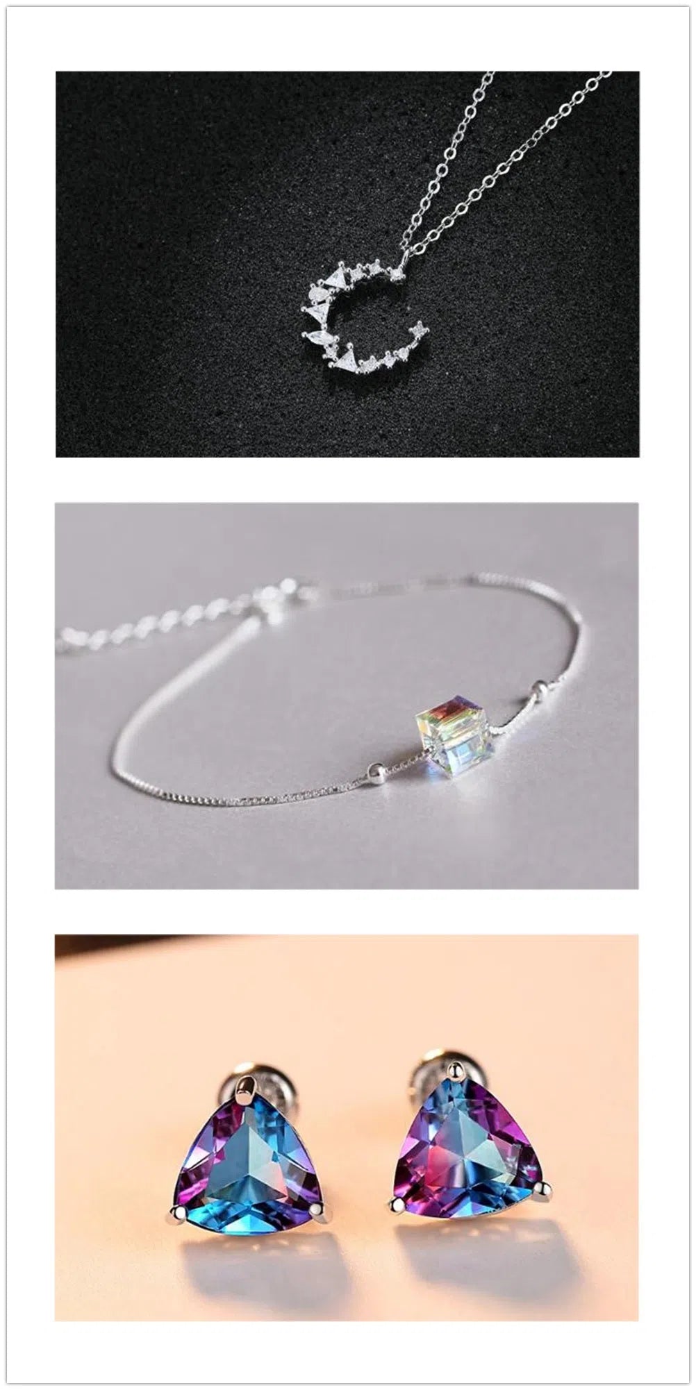 Three piece jewellery bundle set in Dazzle Box style with matching pieces on display