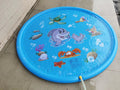 Blue PVC children's water spray play mat with marine animal graphics measuring 100cm by 170cm