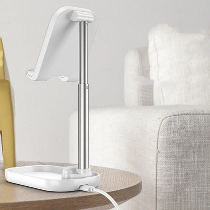 Folding portable wireless charging mobile phone holder in pink, white, and black