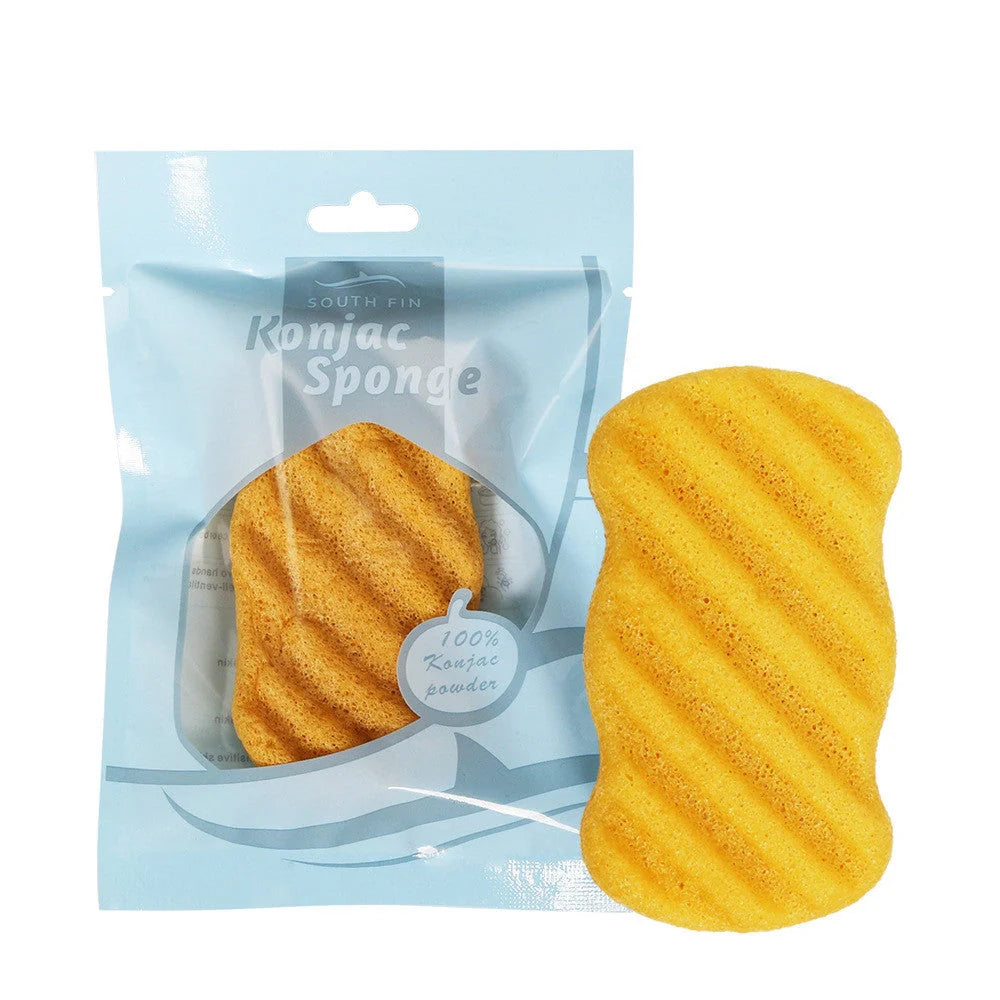 Natural konjac shower gel sponge for sensitive skin, available in multiple colours