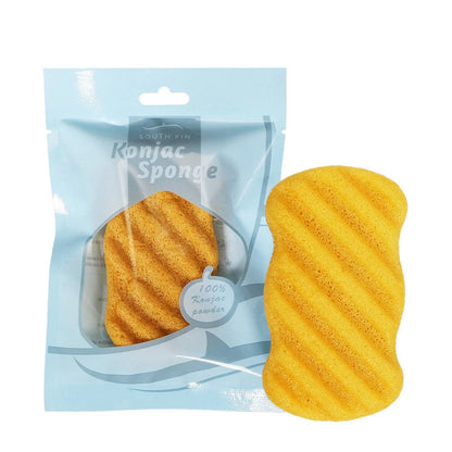 Natural konjac shower gel sponge for sensitive skin, available in multiple colours