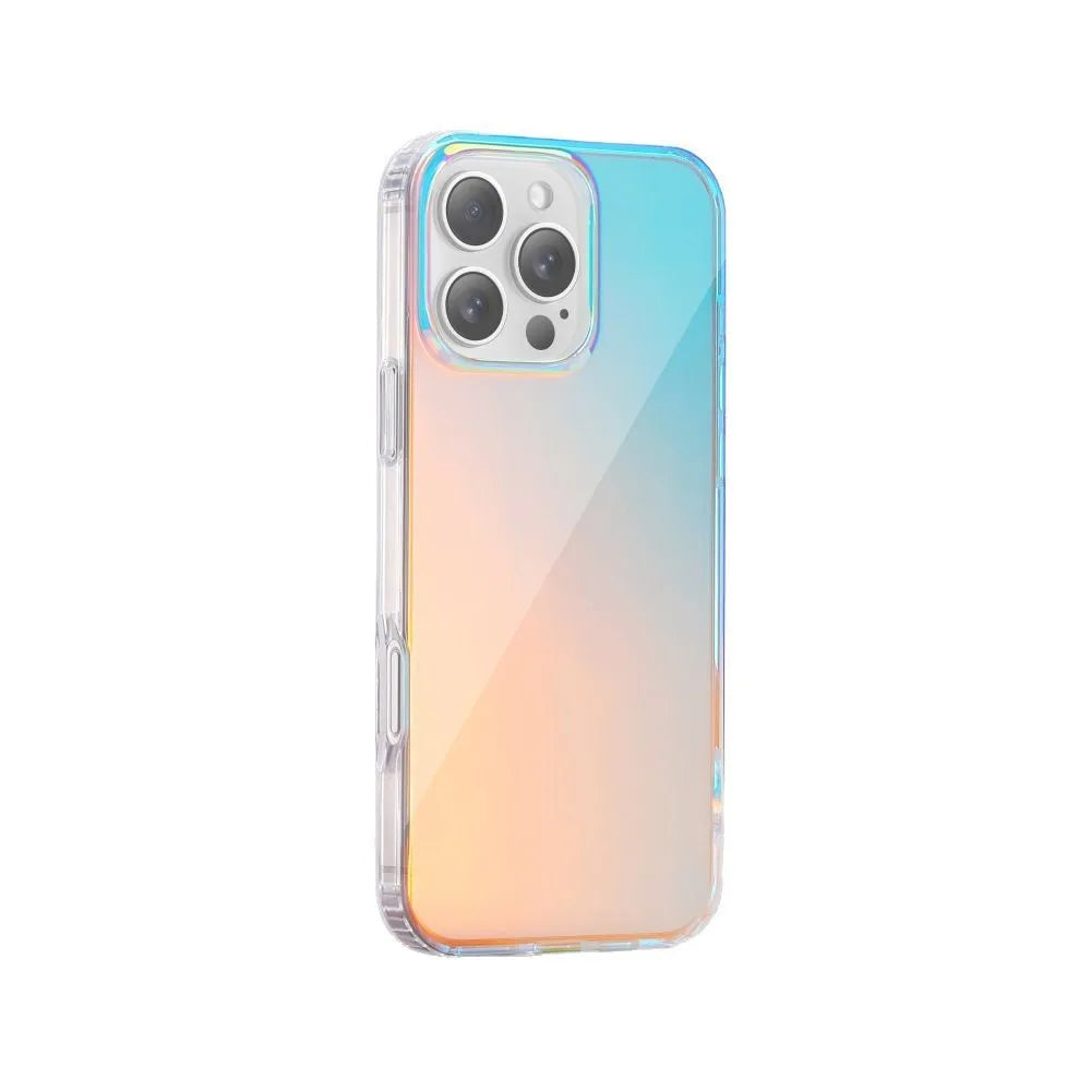 Glossy chameleon colour-changing magnetic suction case for iPhone on a white background