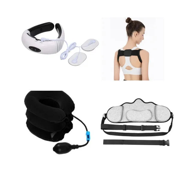 Cervical massager with 6 modes, white colour, ABS and gel construction, compact neck massage device