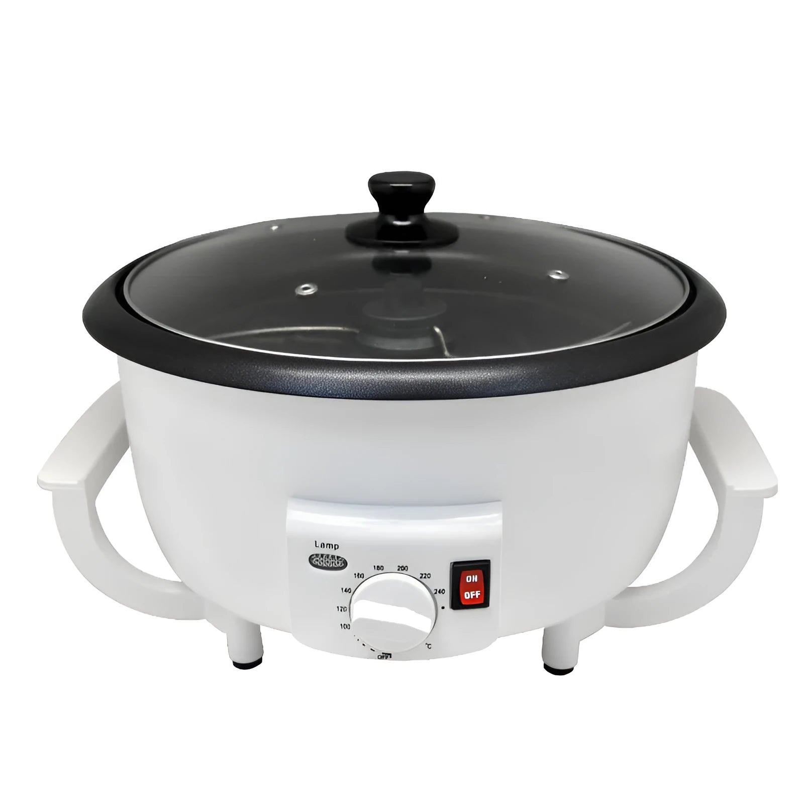 Oblate white coffee bean roasting machine with 750g capacity and 225mm base diameter