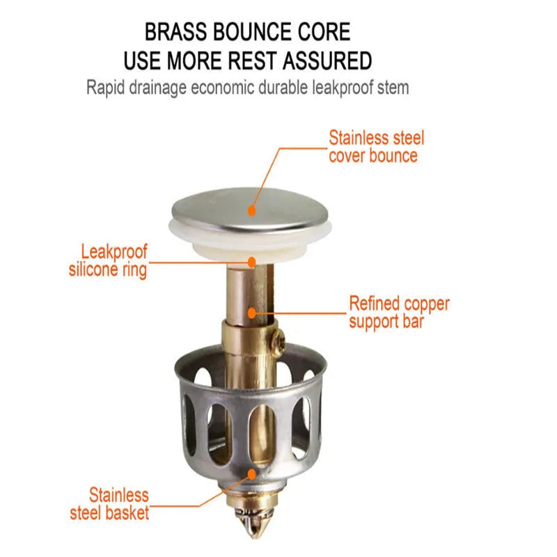 Copper kitchen tap filter element with manual press bounce for single-hole artificial stone countertops
