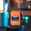 Pulse electric lighter showing windproof double plasma arc and integrated mechanical gyroscope toy in zinc alloy body.