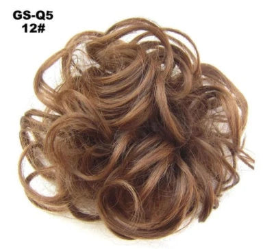 Synthetic wavy curly messy hair bun for women, 12cm diameter, high-temperature wire