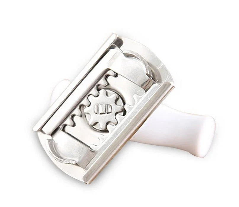 Adjustable stainless steel bottle opener with white PP handle