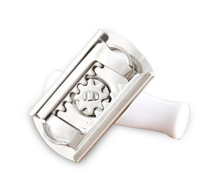 Adjustable stainless steel bottle opener with white PP handle