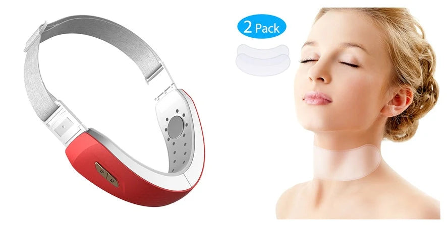 LED Photon Therapy V-shaped Slimming Facial Massager in pearl white and wine red