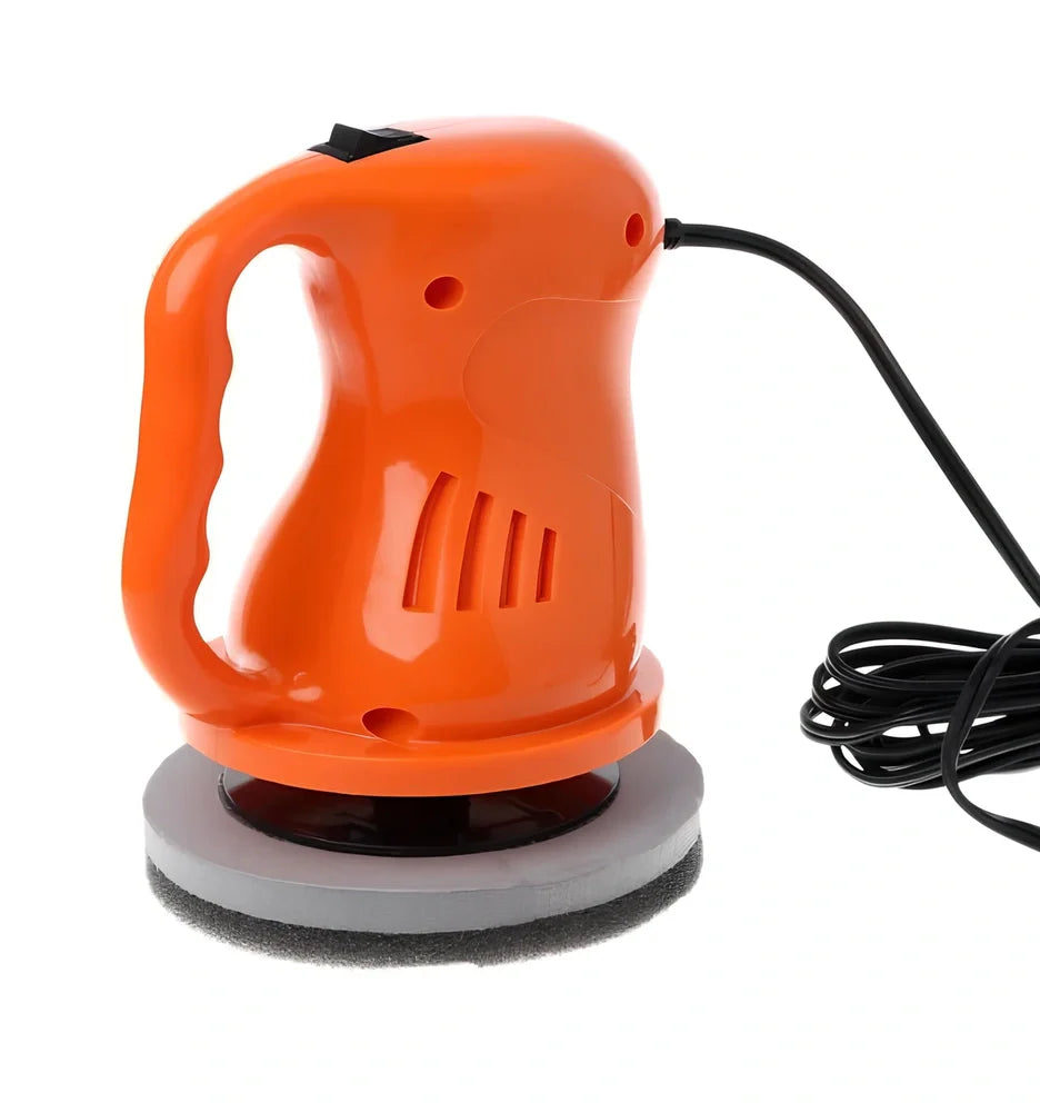 12V car polishing machine with integrated handle in black or orange colour options