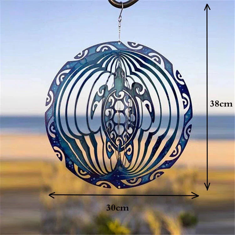 3D Ocean Blue Turtle Wind Chime hanging decor with sea turtle design