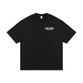 Black men's loose fit t-shirt with 3D digital print design on the front, short sleeves.