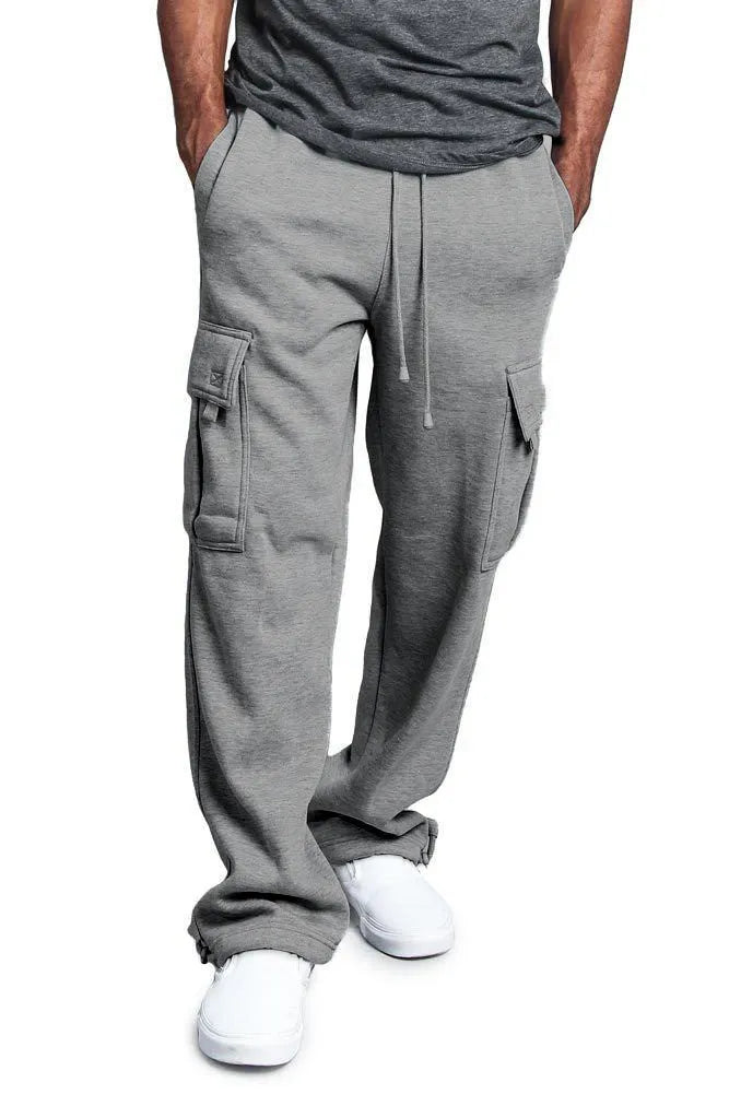 Casual Multi-pocket Loose Straight-leg Overalls for Men and Women, Polyester Broadcloth Midweight Fabric, Available in White, Black, Dark Gray, Light Gray, Army Green, Red, Sizes M to 4XL, Drawstring Closure, Spring Autumn Wear