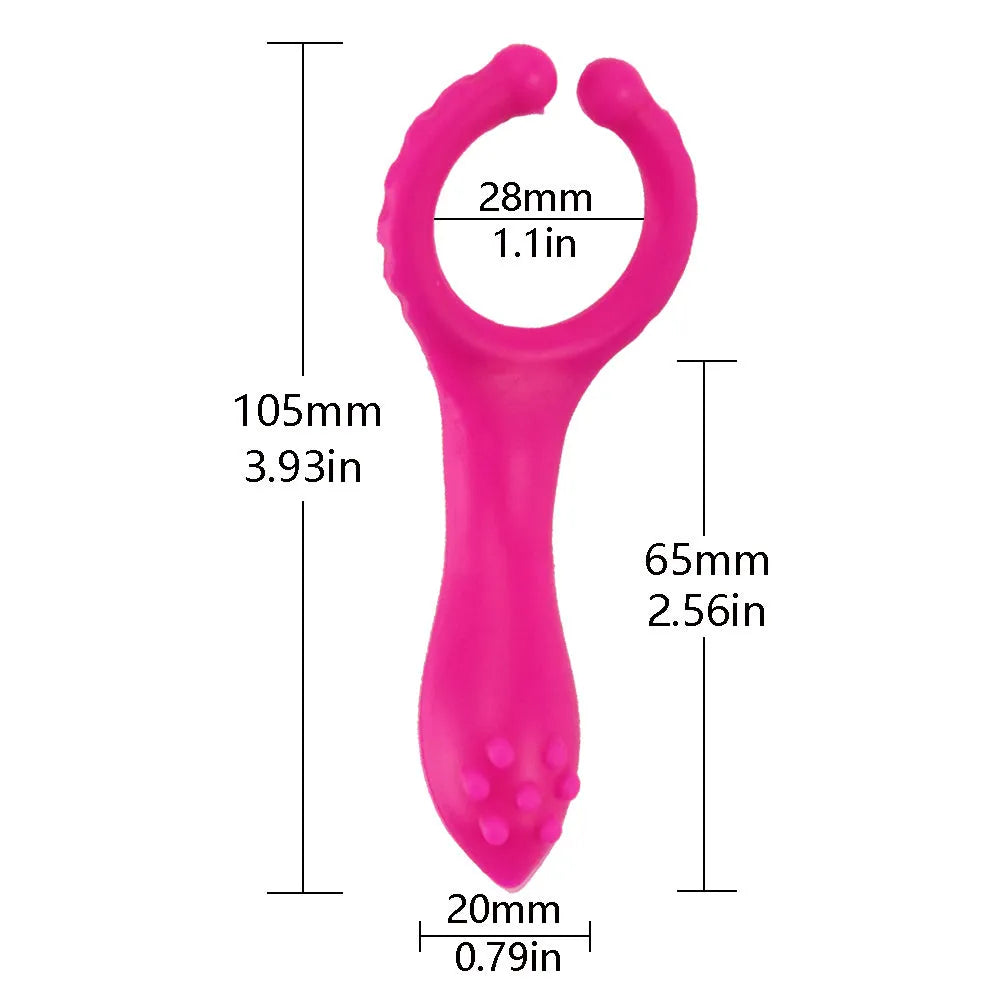 Seismic Clip silicone vibration clip in rose red, 103mm length, with 26mm caliber on a plain background