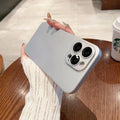 Ultra-thin frosted PC phone case with all-inclusive lens protection for iPhone, shown in Chinese Red