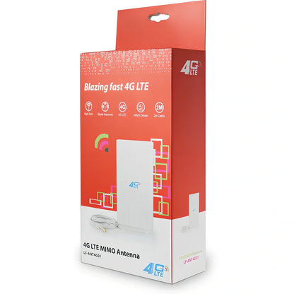 White B593B880 router antenna with 49 dB gain, 700-2700 MHz range, SMA/TS-9/CRC9 connectors for signal boost