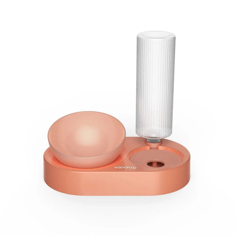 Double bowl automatic pet drinking and feeding bowl with water dispenser
