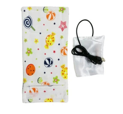 USB Milk Water Warmer Insulated Bag for Baby Bottles with USB charging cable