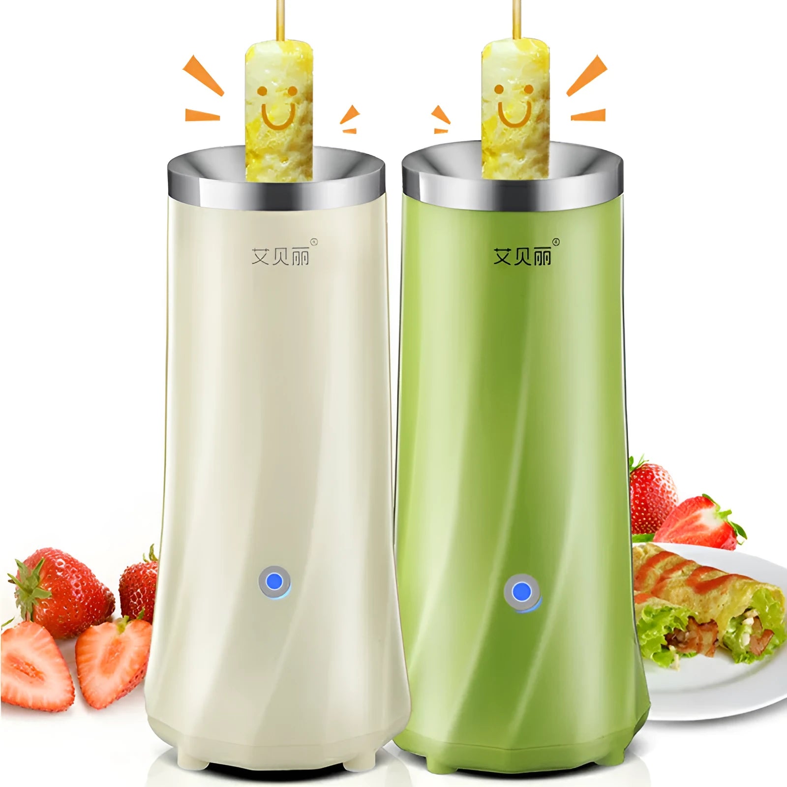 Compact beige and green mini breakfast machine countertop appliance