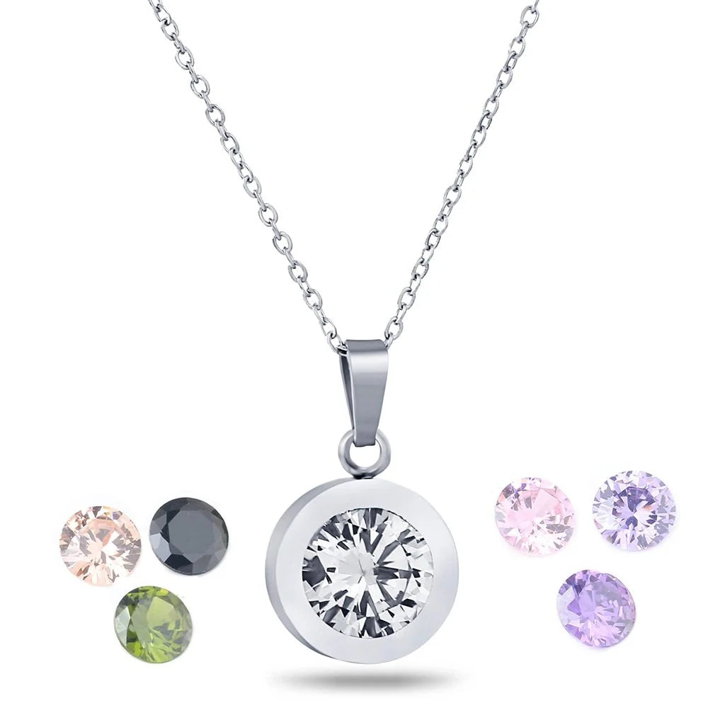 Diamond titanium steel necklace with 8 interchangeable colour options for versatile styling