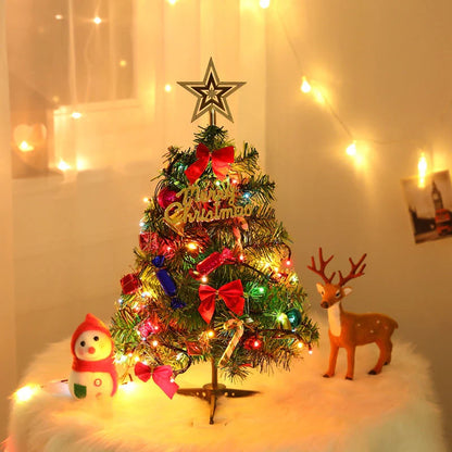 Mini Christmas tree with LED lights and festive decorations, 50cm tall
