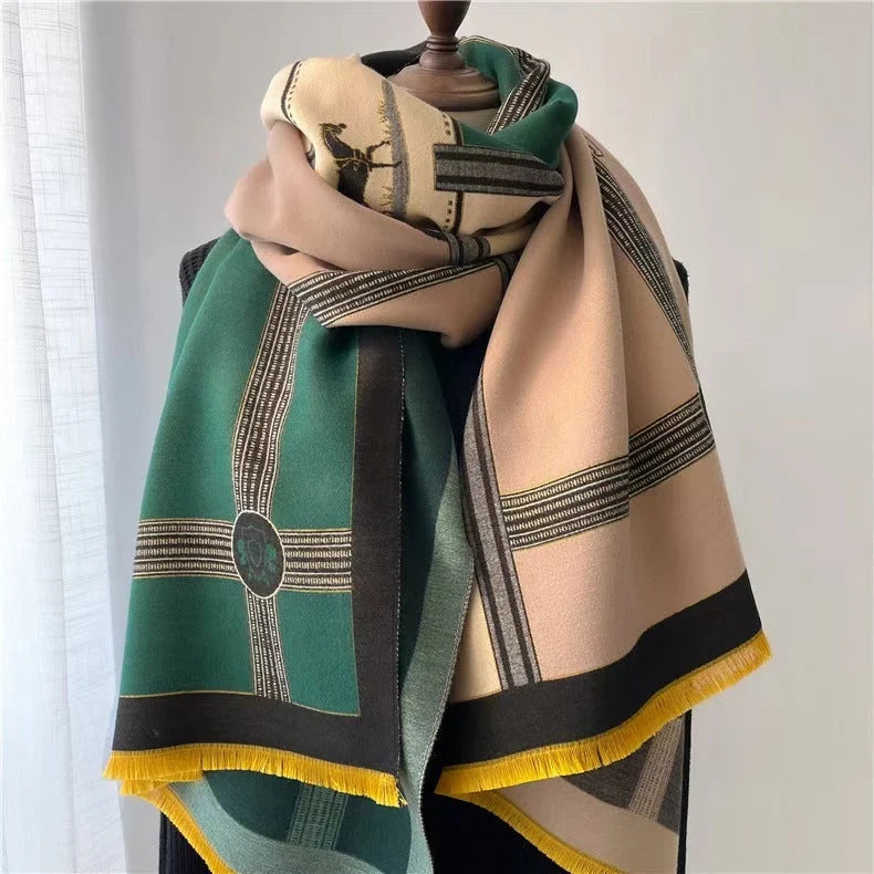 Korean style contrast colour cotton scarf for women, lightweight and versatile for all seasons