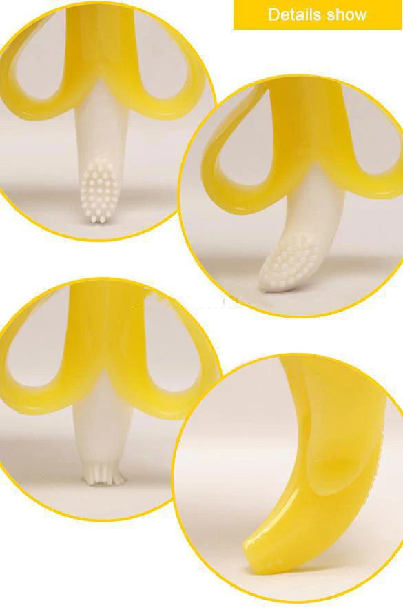 Food grade silicone banana teether toy for babies, safe and soothing for teething