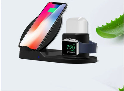 3-in-1 wireless charger compatible with Apple devices, fast charging up to 10W