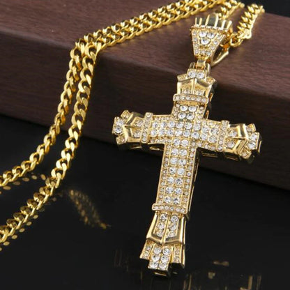 Men's stylish alloy cross necklace with durable chain