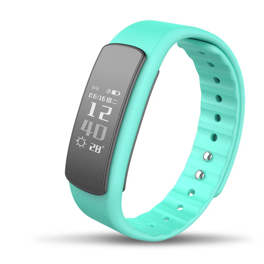 I6 smart sports bracelet with 0.96-inch screen on wrist showing health metrics