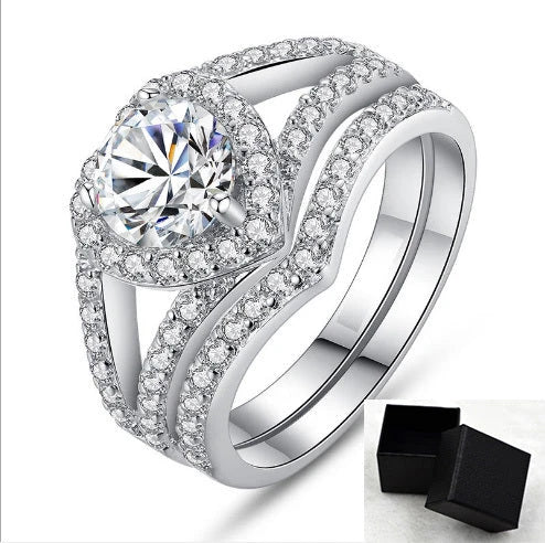 Heart-shaped diamond ring with 18k platinum plating, available in multiple colours and sizes
