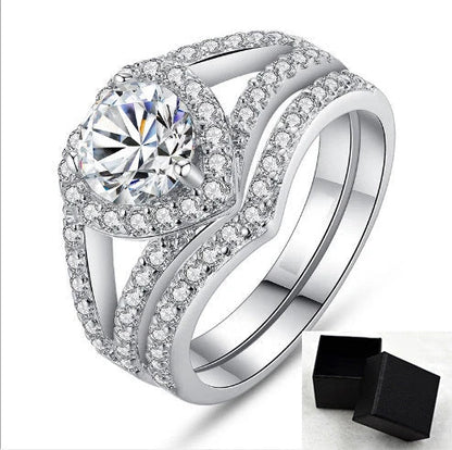 Heart-shaped diamond ring with 18k platinum plating, available in multiple colours and sizes