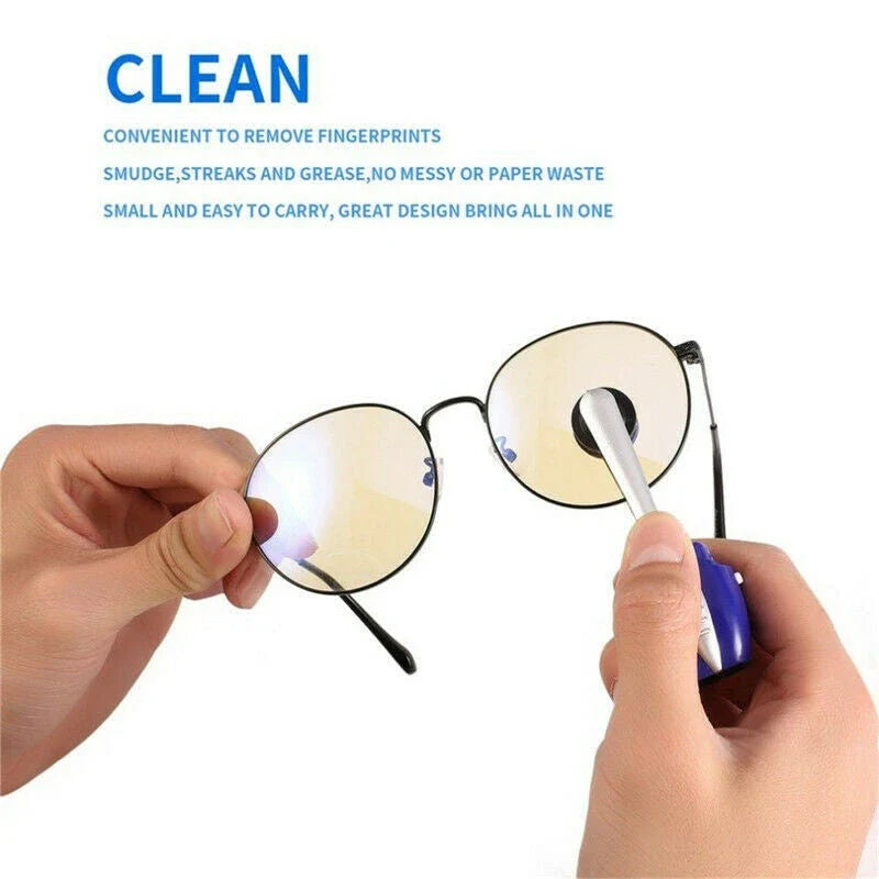 Compact eyewear cleaning brush for glasses and sunglasses, available in multiple colours