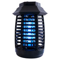 Black aromatherapy mosquito lamp with a choice of plug styles for AU, EU, UK, or US sockets on a surface.