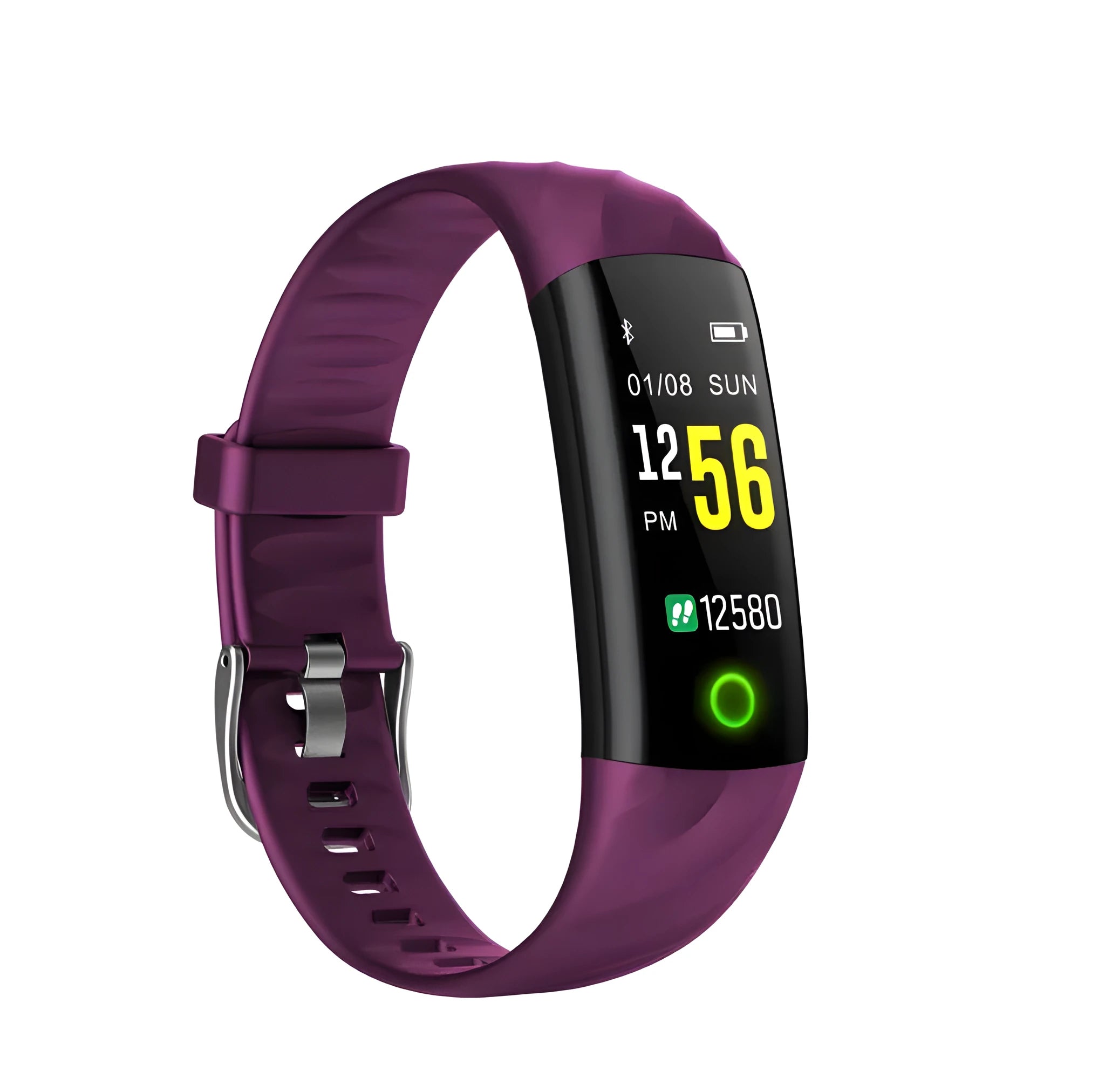 S5 smart bracelet with heart rate and step counter in black on wrist