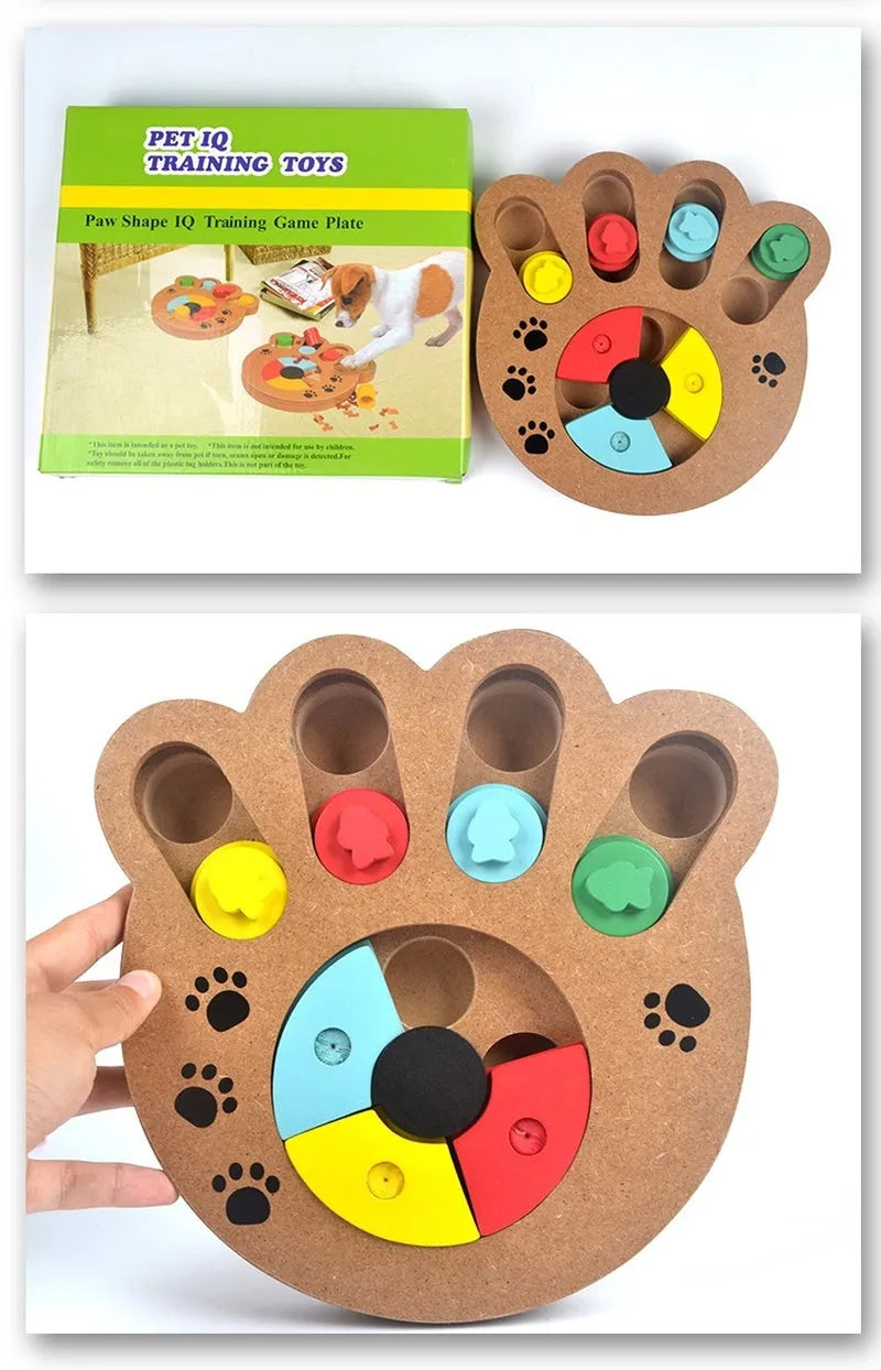 Wooden dog puzzle toy in bone style for interactive feeding and play