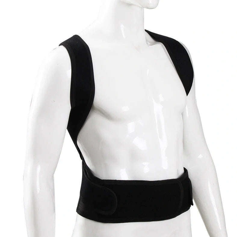Anti-humpback posture correction belt with adjustable shoulder straps and wide waistband for spinal support