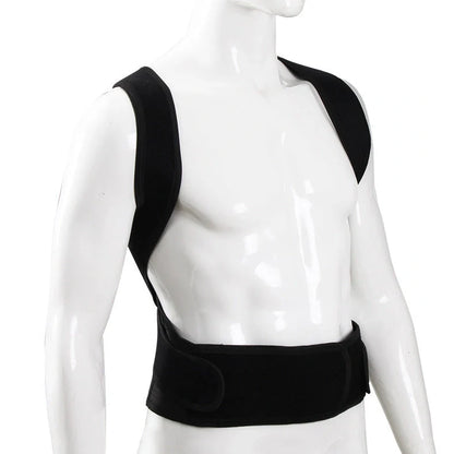 Anti-humpback posture correction belt with adjustable shoulder straps and wide waistband for spinal support