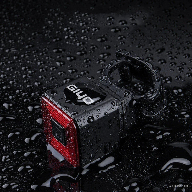 GIYO Bicycle Smart Brake Charging Taillight in black with dual bracket installation