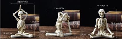 Halloween horror desktop decoration resin ornaments featuring detailed yoga skull skeletons