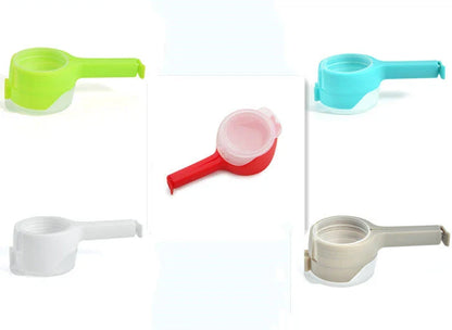 Versatile food clips in a range of colours, featuring airtight sealing and a convenient pour spout