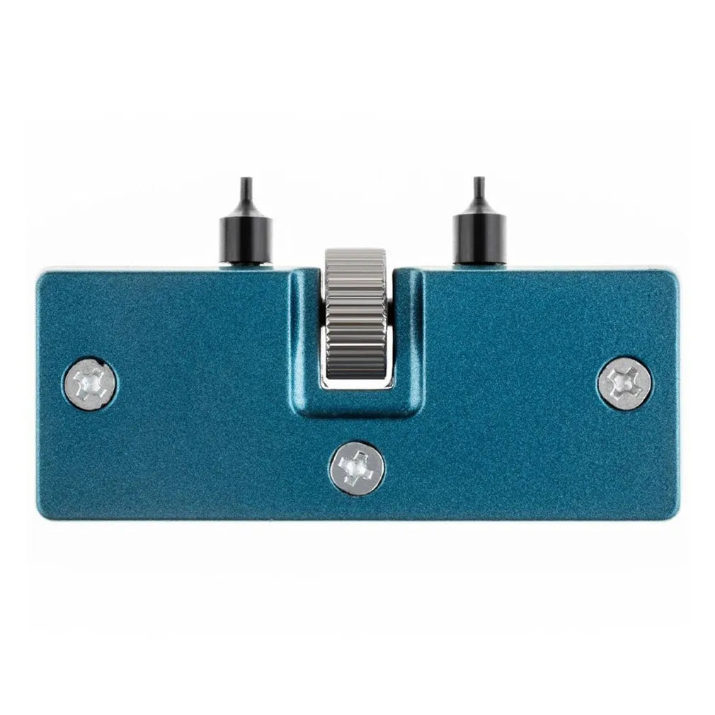 Yellow plastic watch case opener tool and fixing base set for watch repair and battery changes