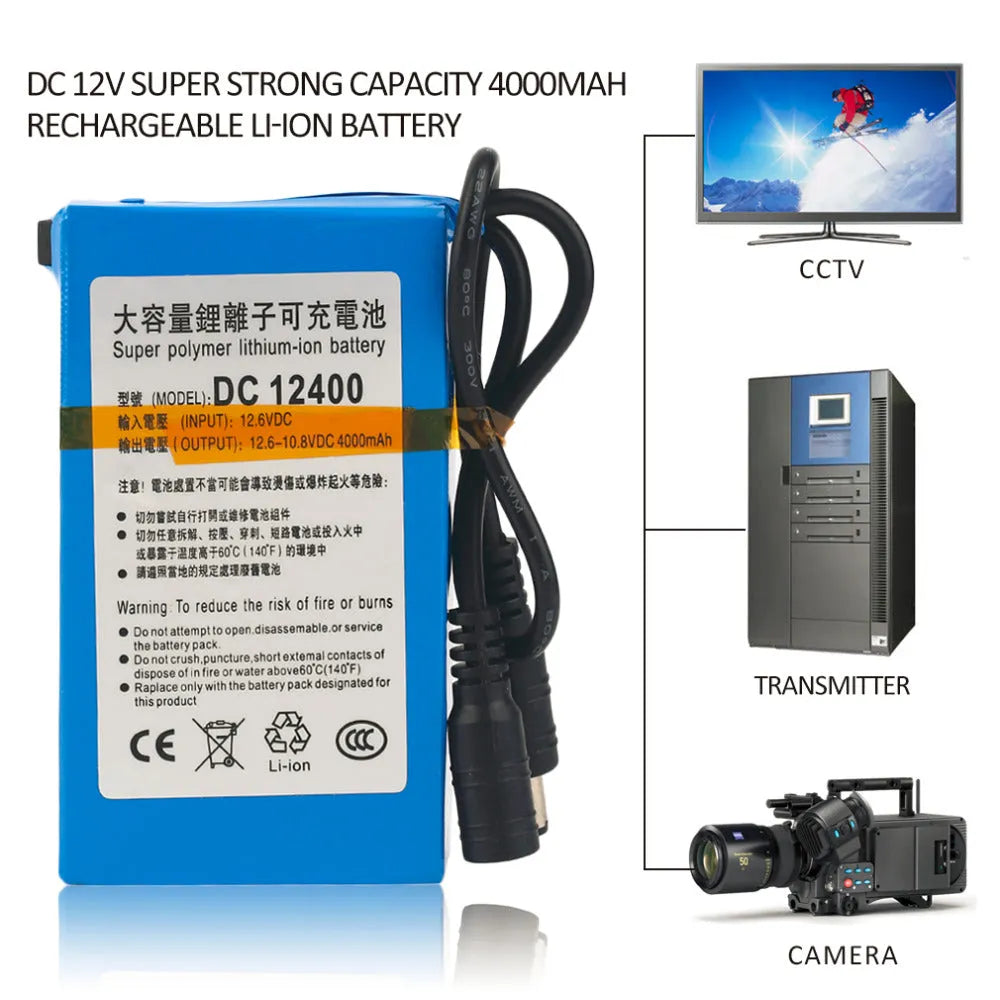 Blue rechargeable lithium battery 4000mAh Li-ion with compact rectangular shape on white background
